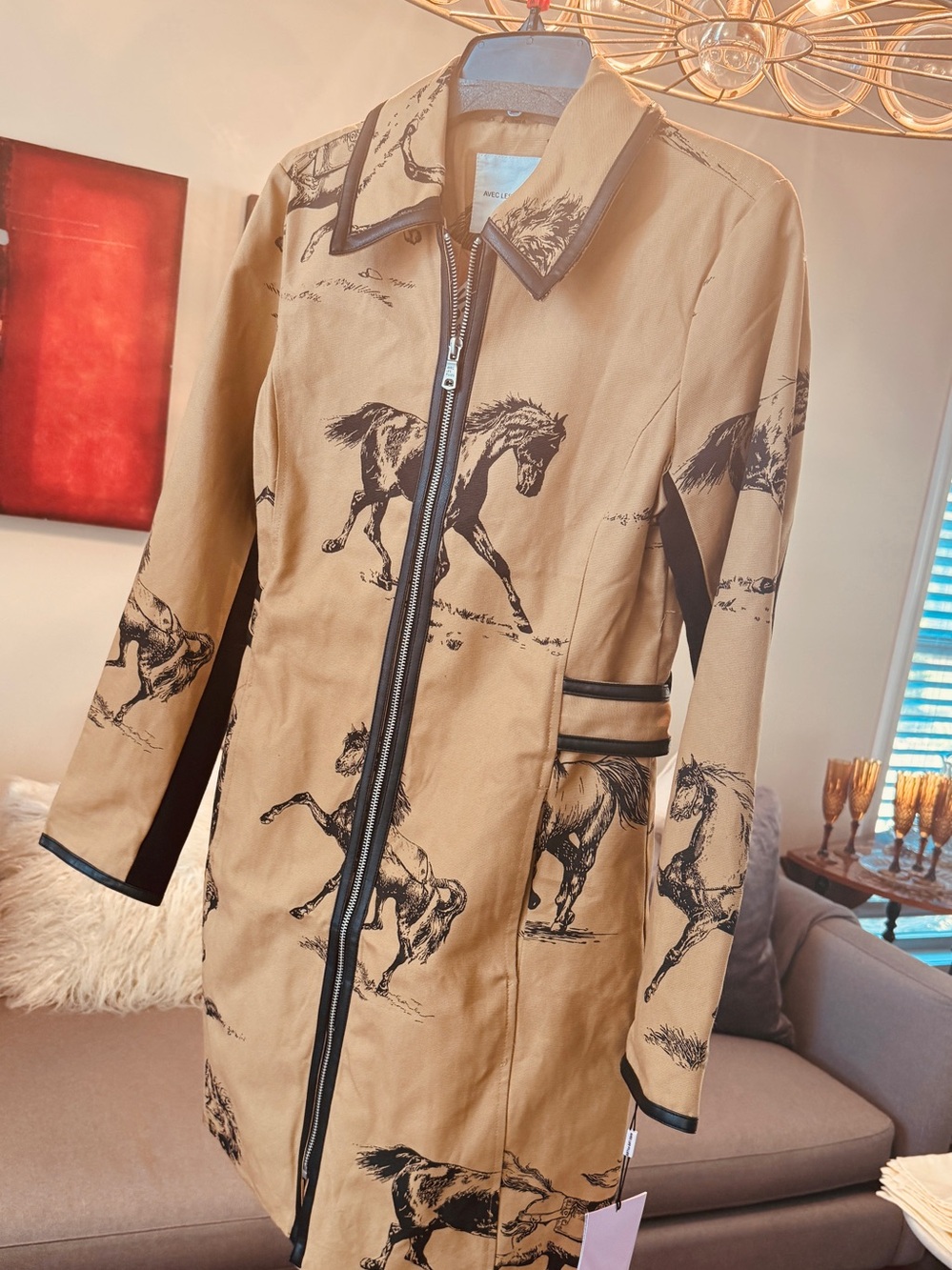 Avec Les Filles Western Print Trench Coat - NWT - Picture 2 of 11